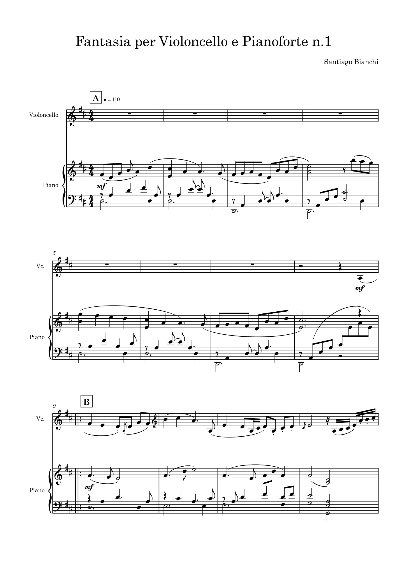 Fantasia per violoncello e pianoforte n.1, page 1 of 8