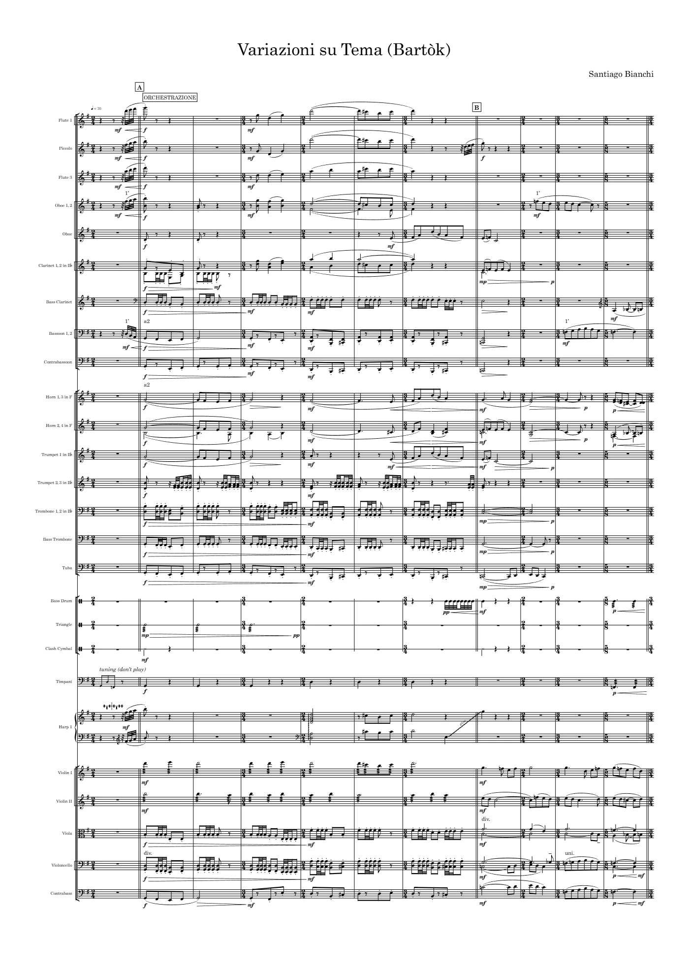Variazioni su Bartók, page 1 of 16