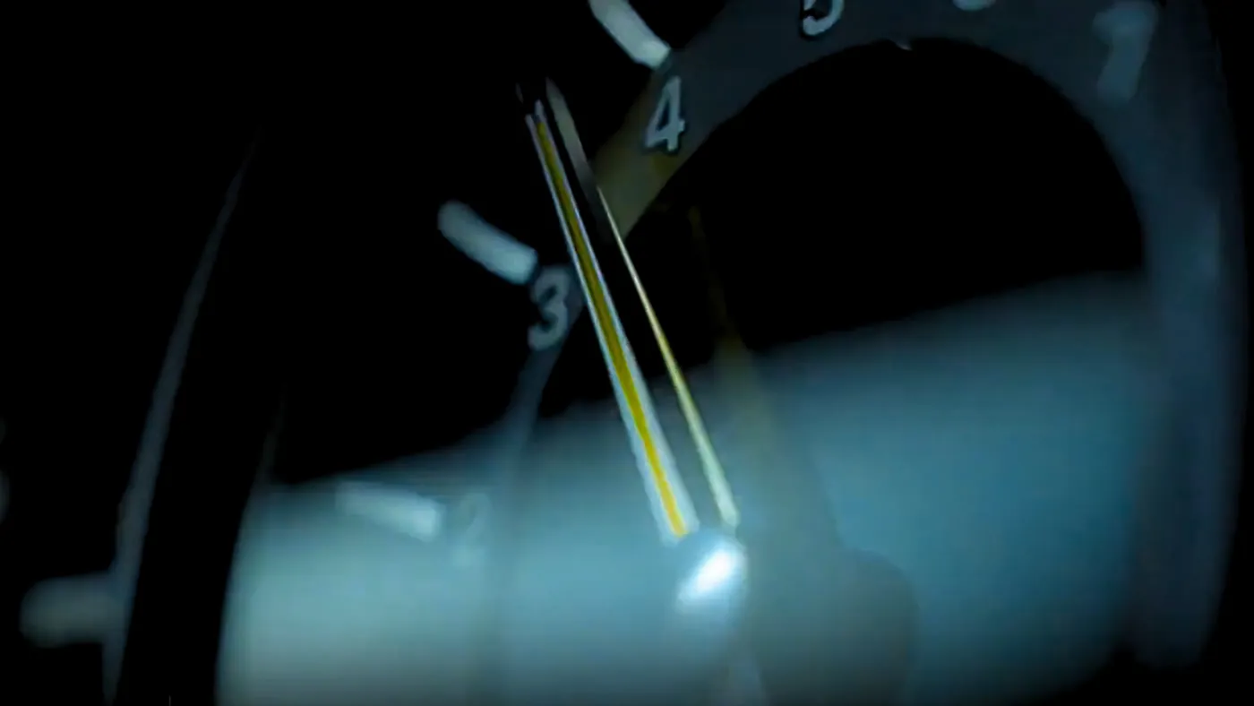 A speedometer needle in motion, super car commercial with sound design by Santiago Bianchi